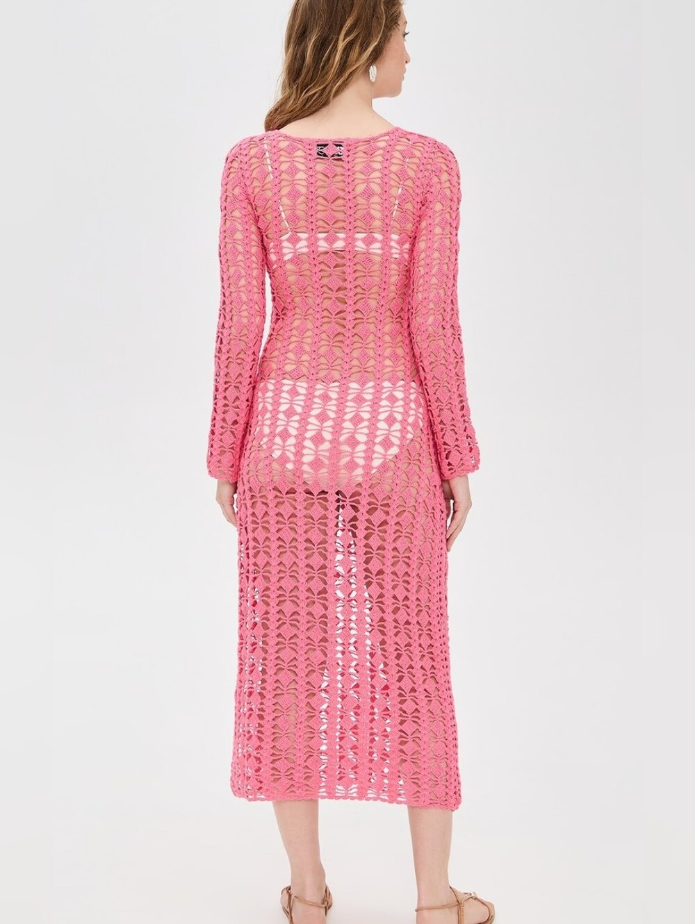 Beach Riot Ariana Crochet Maxi Dress Hot Coral L NWT Cover Up Knit - Picture 4 of 15